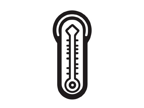 Thermometer illustration in minimalistic style on white background with copy space