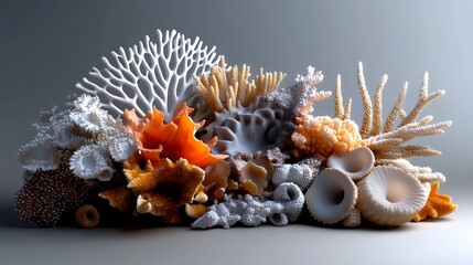 Obraz premium Detailed study of a vibrant coral reef in a minimalist composition with warm tones and texture