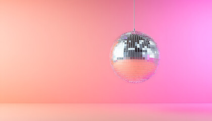 disco ball spinning on pink background