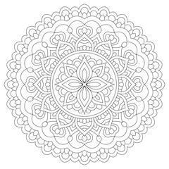 Flower Mandala: Vintage Oriental Pattern with Mystic Motifs for Coloring & Design
