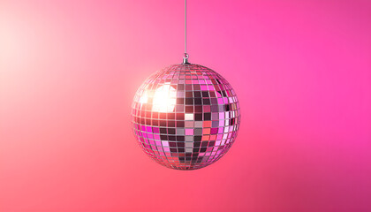 Obraz premium disco ball spinning on pink background
