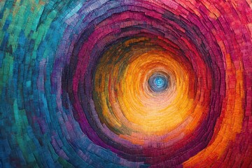 Vibrant circular patterns in digital abstract environment high fidelity design colorful layers eye-catching visuals