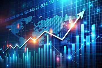 Company 046 Stock Market Growth: Upward Trend, Financial Success, Investment, Blue Background