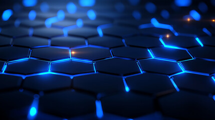 Fototapeta premium Glowing hexagonal patterns create futuristic digital landscape