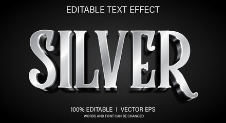  silver 3d vector text effect with modern style design