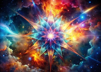 Cosmic Starburst: Abstract Double Exposure Space Background - 4K