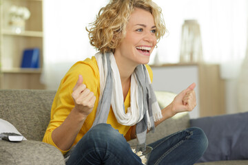 Obraz premium emotional portrait of young attractive woman at home