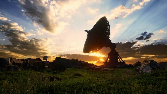 Radio Telescopes At The Very Large Array, The National Radio Observatory At Sunset