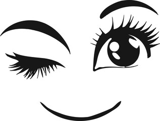 eyes female silhouette vector illustration on white background.