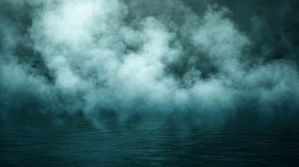 Fototapeta premium Misty fog over calm water creates mysterious atmosphere
