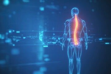 Exploring human anatomy spine visualization digital environment medical illustration futuristic concept