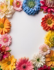 Fototapeta premium cadre de fleurs avec de nombreuses pétales de toutes les couleurs