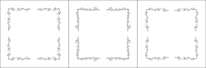Set of three vector decorative frames. Black and white. Abstract vector frames for all sizes and formats. Isolated vector illustration.	
