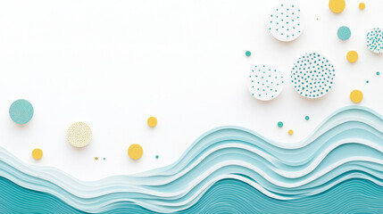 Fototapeta premium Abstract waves and circles in blue and yellow tones