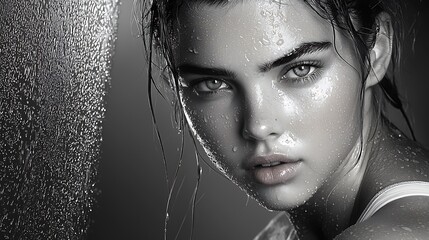 moody black and white editorial photography close up woman radiant skin dramatic lighting artful shot Ultra-Realistic Photo Realistic highly detailed 