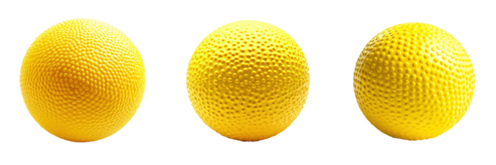 A Set of Colorful Yellow Rubber Ball with Texture Isolated on transparent Background