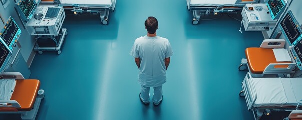 Doctor employing technology for healthcare monitoring in hospital