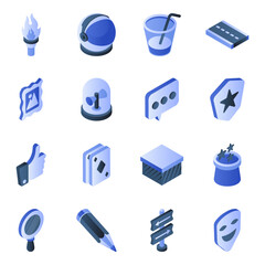 Naklejka premium Set of Different Flat Isometric Icons