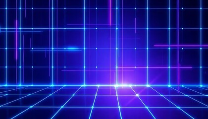 Abstract Neon Grid Pattern Digital Art Background