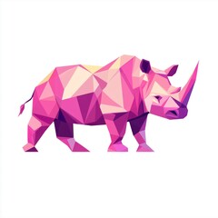 Pink rhinoceros polygon graphic