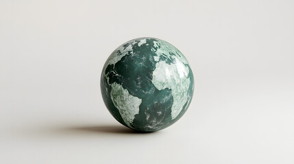 Fototapeta premium Minimalistic Green Globe with White Continents on a Clean Background