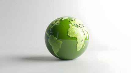 Fototapeta premium Minimalistic Green Globe with White Continents on a Clean Background