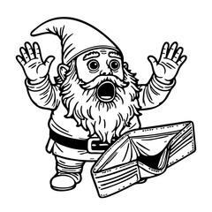 shocked cartoon gnome with empty wallet Illustration