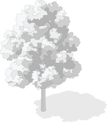 Axonometric tree, isometric tree, isolated tree,vector