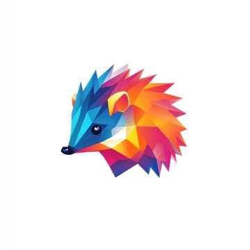 Colorful hedgehog polygon art
