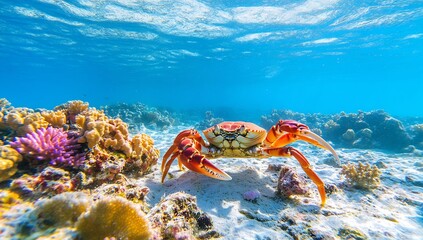 Coral reef crab ocean underwater habitat marine life