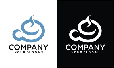 Creative cup with cloud logo