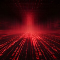 Fototapeta premium Binary code background, black and red color matrix, with lines creating a technological atmosphere