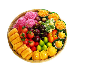 Thai Sweets Dessert on Bamboo Basket Gift Set.