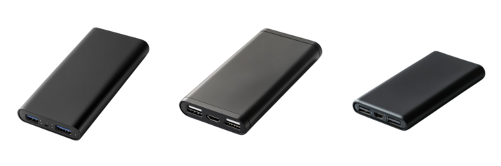 A Set of Compact Power Bank with Fast Charging Feature Isolated for Efficient Use Isolated on transparent Background