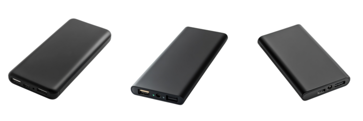 A Set of Portable Power Bank with Fast Charging Feature Isolated for Quick Charge Isolated on transparent Background