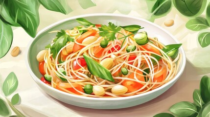 Colorful Thai Salad with Fresh Ingredients and Vibrant Presentation