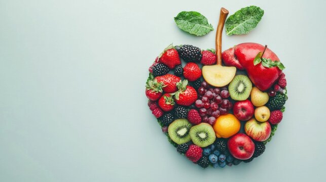 various vegetables and fruits in apple shape