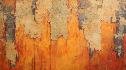 Obraz premium The painting is a mix of orange and gray with a lot of texture