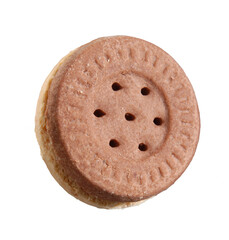 Chocolate vanilla cookie isolated on transparent layered background.
