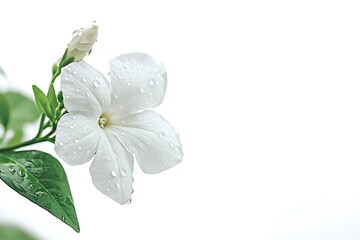 Obraz premium Close-up of a pristine white flower with water droplets.