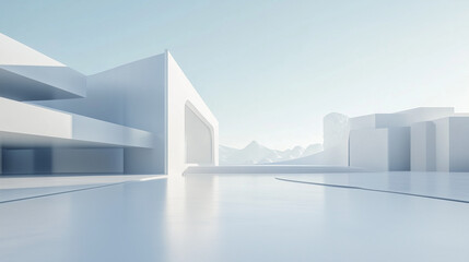 futuristic white architectural structure background
