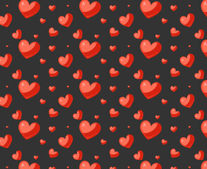 Pattern with heart on black background. Valentine's day . Love Wallpaper,background