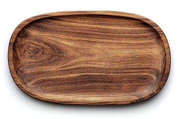 Empty Wooden Oval Serving Platter, Perfect for Food Photography.