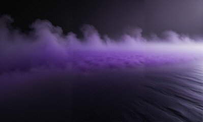 Fototapeta premium A mystical deep purple fog enveloping a black surface with intricate details, showcasing subtle light absorption and varying textures.