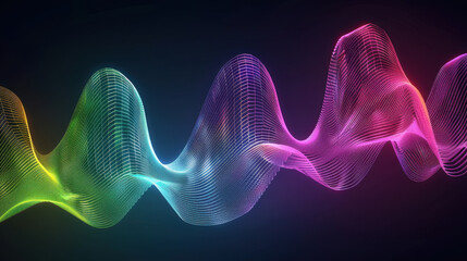 Fototapeta premium Digital wave pattern in vibrant colors, representing sound or data visualization. flowing lines create dynamic and energetic feel, perfect for tech or music themes