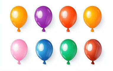 Obraz premium Vector illustration of a vibrant colorful set of balloons in various shapes and sizes