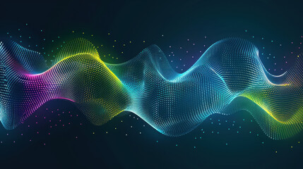 Colorful wave pattern with dots, representing sound or data visualization, creating dynamic and vibrant effect