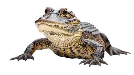 Obraz premium front view of alligator animal isolated on white background 