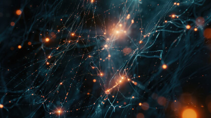 Fototapeta premium Abstract digital background with glowing particles and lines