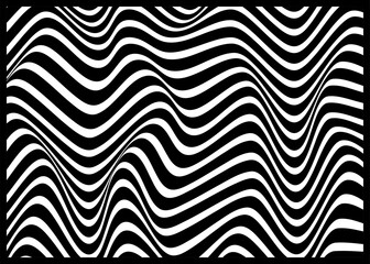 Abstract Black and White Wavy Pattern with Bold Geometric Lines